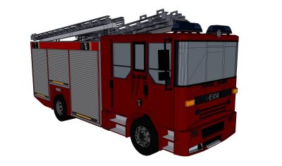 超精细汽车模型 消防车 Dennis Fire Engine_SU2015